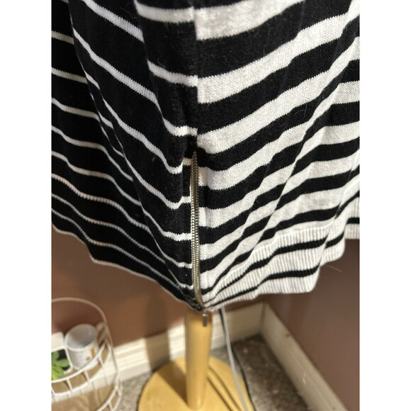 Lane Bryant Pullover Sweater Womens 22/24 Black White Striped Side Zippe… - Picture 6 of 10